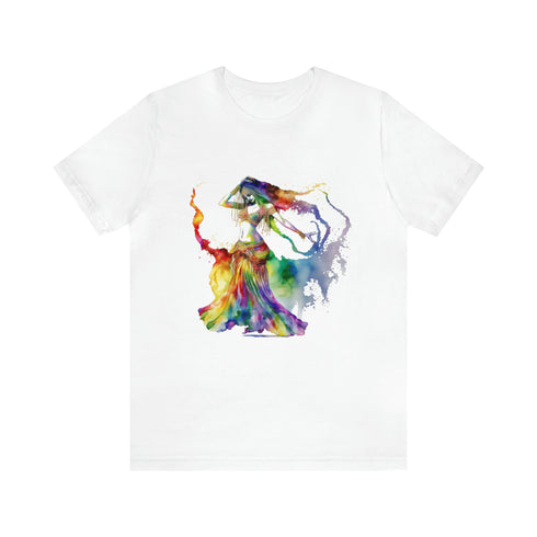 Rainbow Belly Dancer in Motion - Short Sleeve Tee White